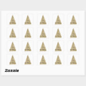 Gouden Witte Glitter Kerstboom Vierkante Sticker (Vel)
