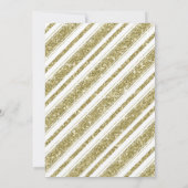 Gouden Witte Glitter Stripes Verjaardag Party Even Kaart (Achterkant)