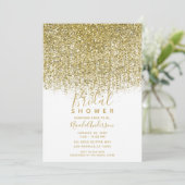 Gouden & Witte Glitterende Bruiloftsfeest Kaart (Staand voorkant)