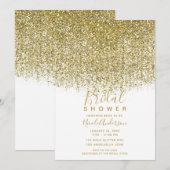 Gouden & Witte Glitterende Bruiloftsfeest Kaart (Voorkant / Achterkant)