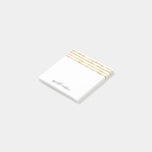 Gouden witte glitz strepen schitteren glans post-it® notes (Schuin)