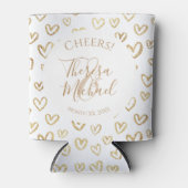 Gouden Witte Harten Aangepaste Gezegde Naam Datum Blikjeskoeler (Voorkant)