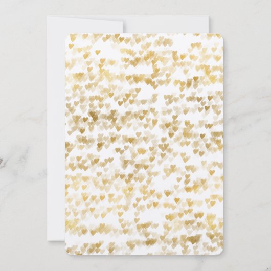 Gouden witte harten bruiloft uitnodigt kaart (Achterkant)