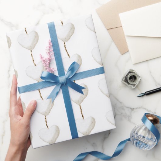 Gouden witte harten verjaardag cadeaupapier (Geschenken)