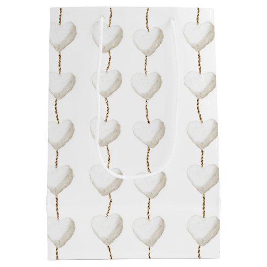 Gouden witte harten verjaardag medium cadeauzakje (Achterkant)