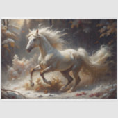 Gouden Witte Hengst Betoverd Bos Decoupage Tissuepapier (Voorkant)