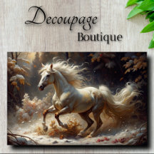Gouden Witte Hengst Betoverde Bos Decoupage