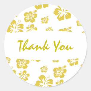 Gouden & Witte Hibiscus Bloem Bloemenfeest Sticker