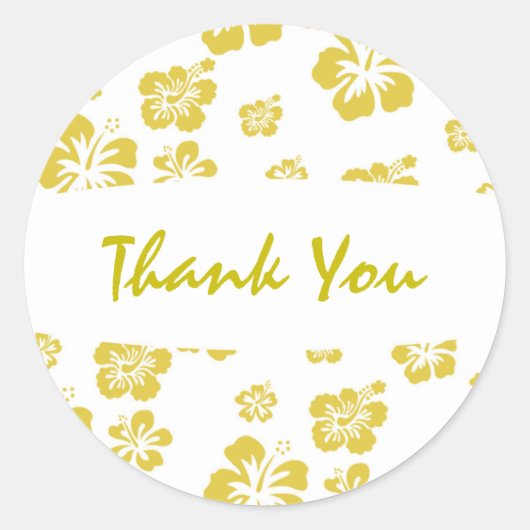 Gouden & Witte Hibiscus Bloem Bloemenfeest Sticker (Voorkant)