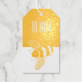 GOUDEN WITTE HONING BUZZY BUMBLE BEE INSECT TEKST CADEAULABELS