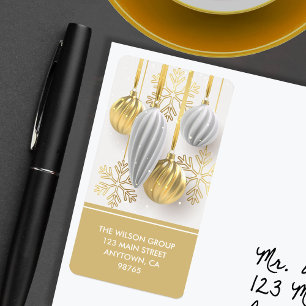 Gouden Witte Kerst Ornamenten Retouradres Etiket