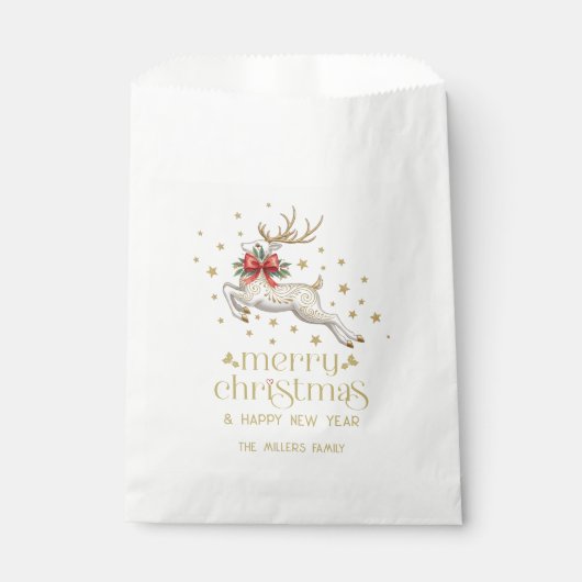 Gouden Witte Kerst Rendier Bedankzakje (Voorkant)