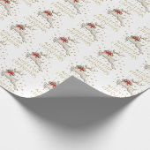 Gouden Witte Kerst Rendier Cadeaupapier (Hoek)