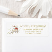 Gouden Witte Kerst Rendier Etiket (Insitu)