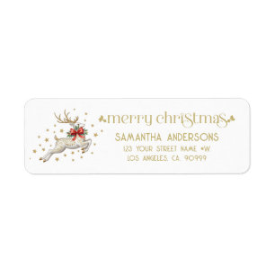 Gouden Witte Kerst Rendier Etiket
