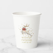 Gouden Witte Kerst Rendier Papieren Bekers (Achterkant)