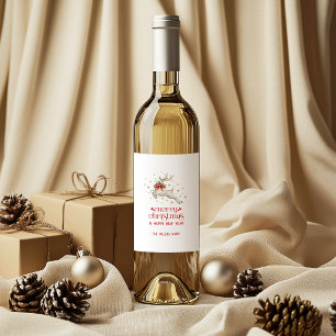 Gouden Witte Kerst Rendier Wijn Etiket