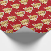 Gouden & Witte Kerstbomen Cadeaupapier (Hoek)