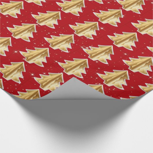 Gouden & Witte Kerstbomen Cadeaupapier (Hoek)