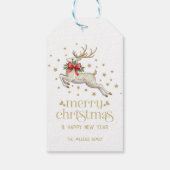 Gouden Witte Kerstherten Cadeaulabel (Achterkant)