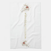 Gouden Witte Kerstherten Theedoek (Verticaal)
