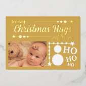 Gouden witte kerstknuffels alleen voor jou foto folie feestdagenkaart (Voorkant)