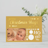 Gouden witte kerstknuffels alleen voor jou foto folie feestdagenkaart (Staand Voorkant)