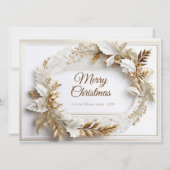 Gouden witte klassieke elegante krans feestdagenkaart (Voorkant)