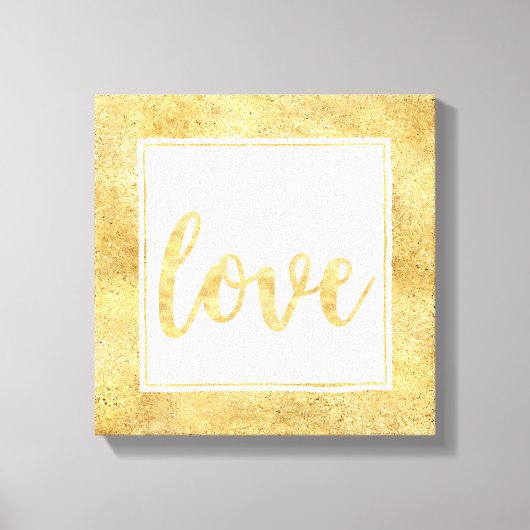 Gouden Witte Liefde Glitzy Canvas Afdruk (Voorkant)