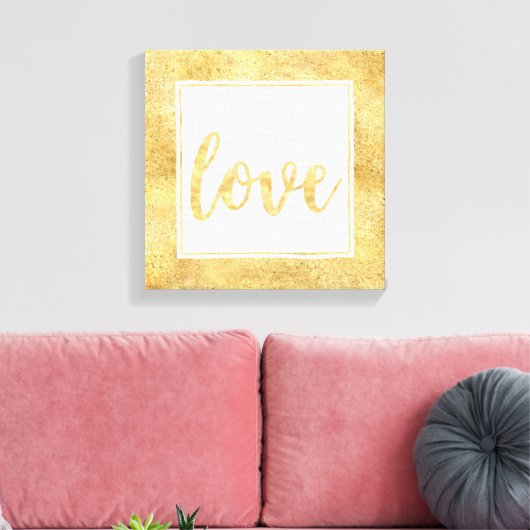 Gouden Witte Liefde Glitzy Canvas Afdruk (Insitu (Woonkamer))