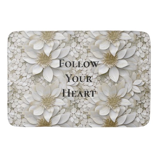 Gouden Witte Lotus Bloemen Badmat (Voorkant)