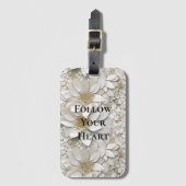 Gouden Witte Lotus Bloemen Bagagelabel (Voorkant (verticaal))