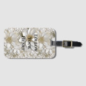 Gouden Witte Lotus Bloemen Bagagelabel (Voorkant (horizontaal))