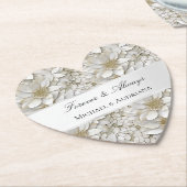 Gouden Witte Lotus Bloemen Bruidsdouche Kartonnen Onderzetters (Gekanteld)