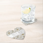 Gouden Witte Lotus Bloemen Bruidsfeest  Kartonnen Onderzetters (Insitu)