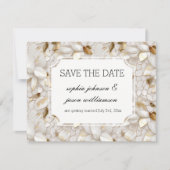 Gouden Witte Lotus Bloemen bruiloft save the date (Voorkant)