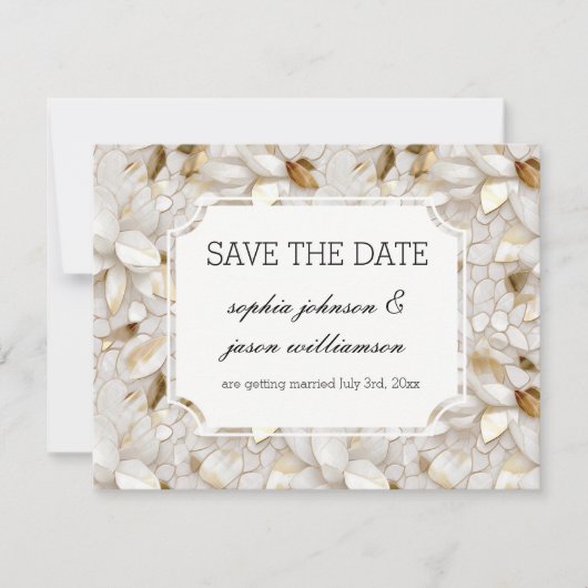 Gouden Witte Lotus Bloemen bruiloft save the date (Voorkant)