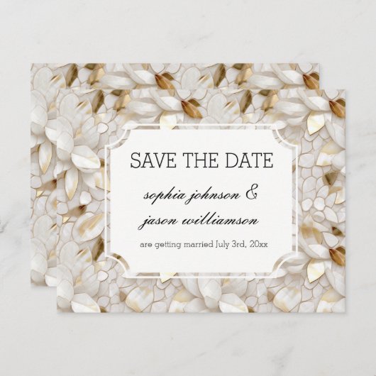 Gouden Witte Lotus Bloemen bruiloft save the date (Voorkant / Achterkant)