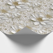 Gouden Witte Lotus Bloemen Cadeaupapier (Hoek)