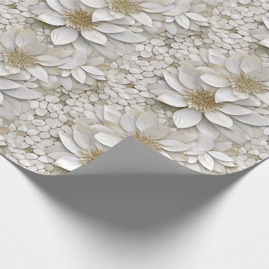 Gouden Witte Lotus Bloemen Cadeaupapier (Hoek)