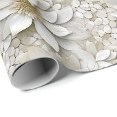 Gouden Witte Lotus Bloemen Cadeaupapier (Rol Hoek)