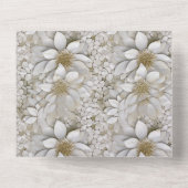 Gouden Witte Lotus Bloemen Huwelijk All In One Uitnodiging (Achterkant)