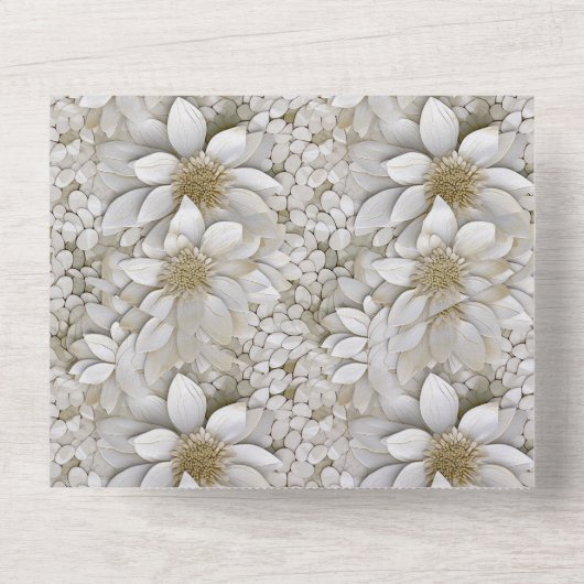 Gouden Witte Lotus Bloemen Huwelijk All In One Uitnodiging (Achterkant)