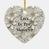 Gouden Witte Lotus Bloemen Keramisch Ornament (Voorkant)