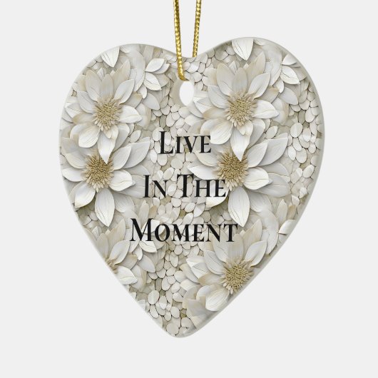 Gouden Witte Lotus Bloemen Keramisch Ornament (Links)