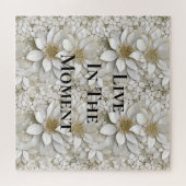 Gouden Witte Lotus Bloemen Legpuzzel (Horizontaal)