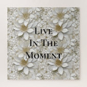 Gouden Witte Lotus Bloemen Legpuzzel (Verticaal)