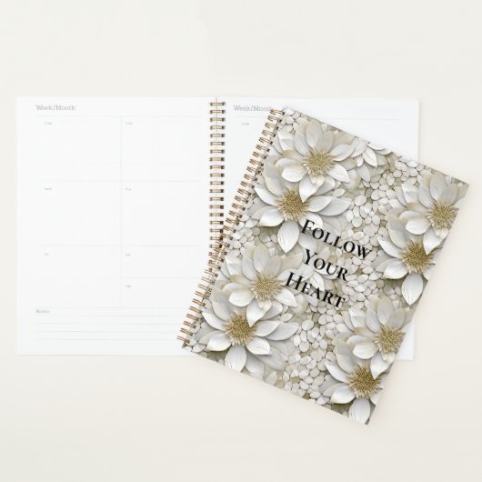 Gouden Witte Lotus Bloemen Planner (Display)