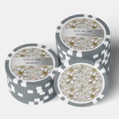 Gouden Witte Lotus Bloemen Poker Chips (Opstapeling)
