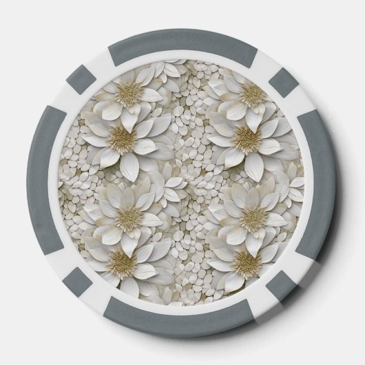 Gouden Witte Lotus Bloemen Poker Chips (Achterkant)
